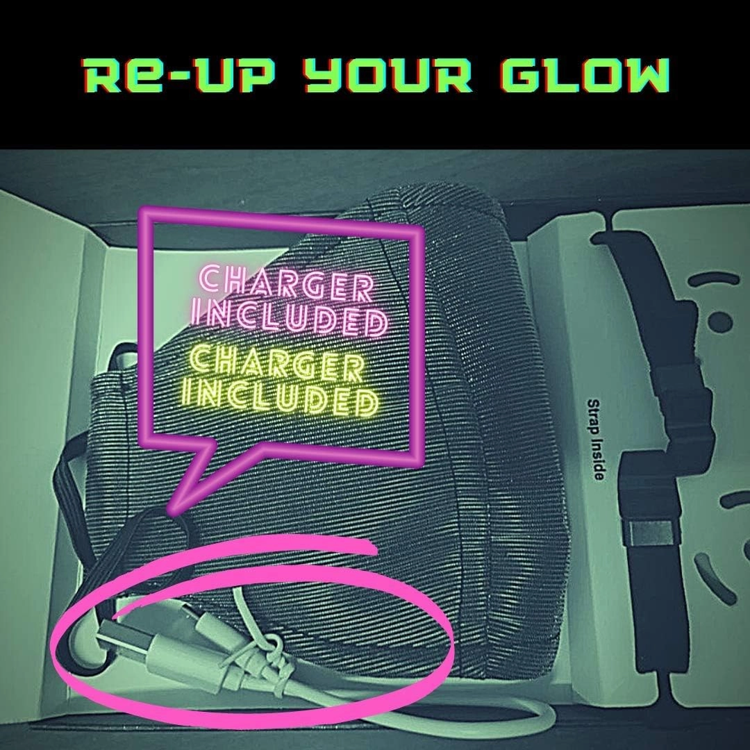 Playa Glow LED Light Up Face Mask - Rave Mask, Glow in the Dark Mask for Halloween, Christmas - 10 Dynamic Modes