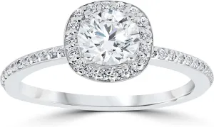 Pompeii 1ct Diamond Engagement Ring Cushion Halo 14K White Gold