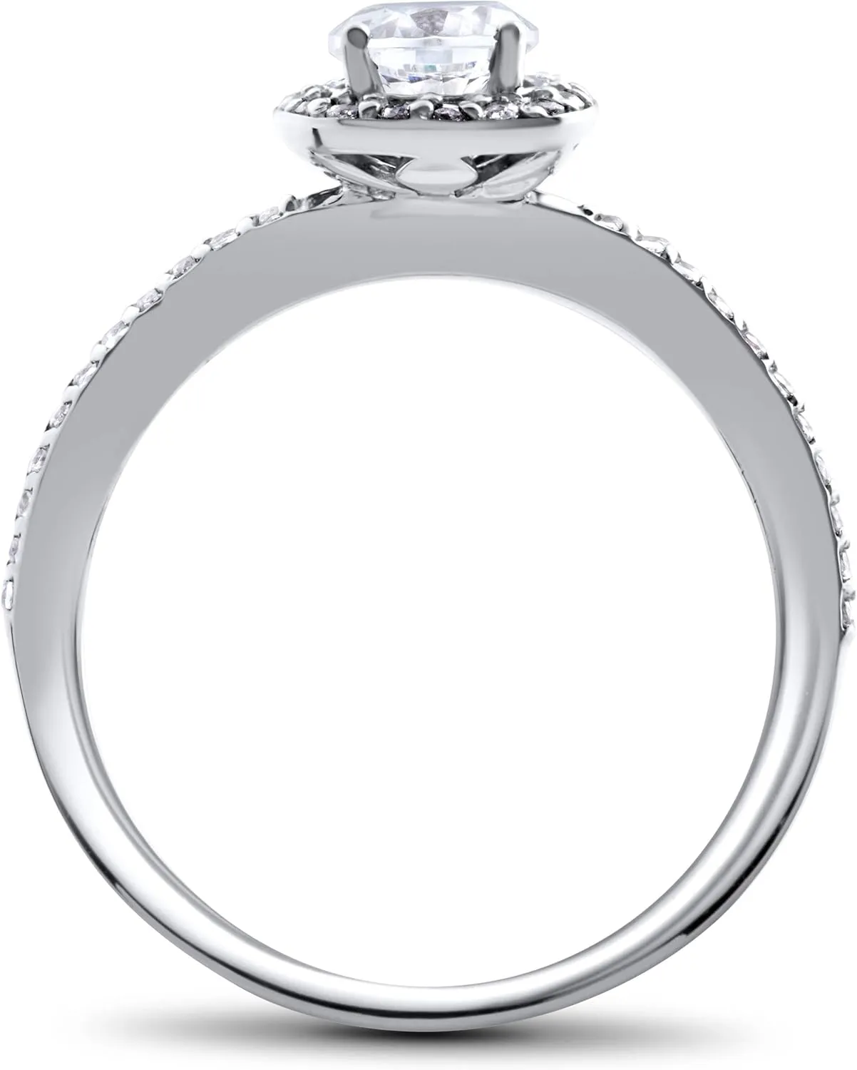 Pompeii 1ct Diamond Engagement Ring Cushion Halo 14K White Gold