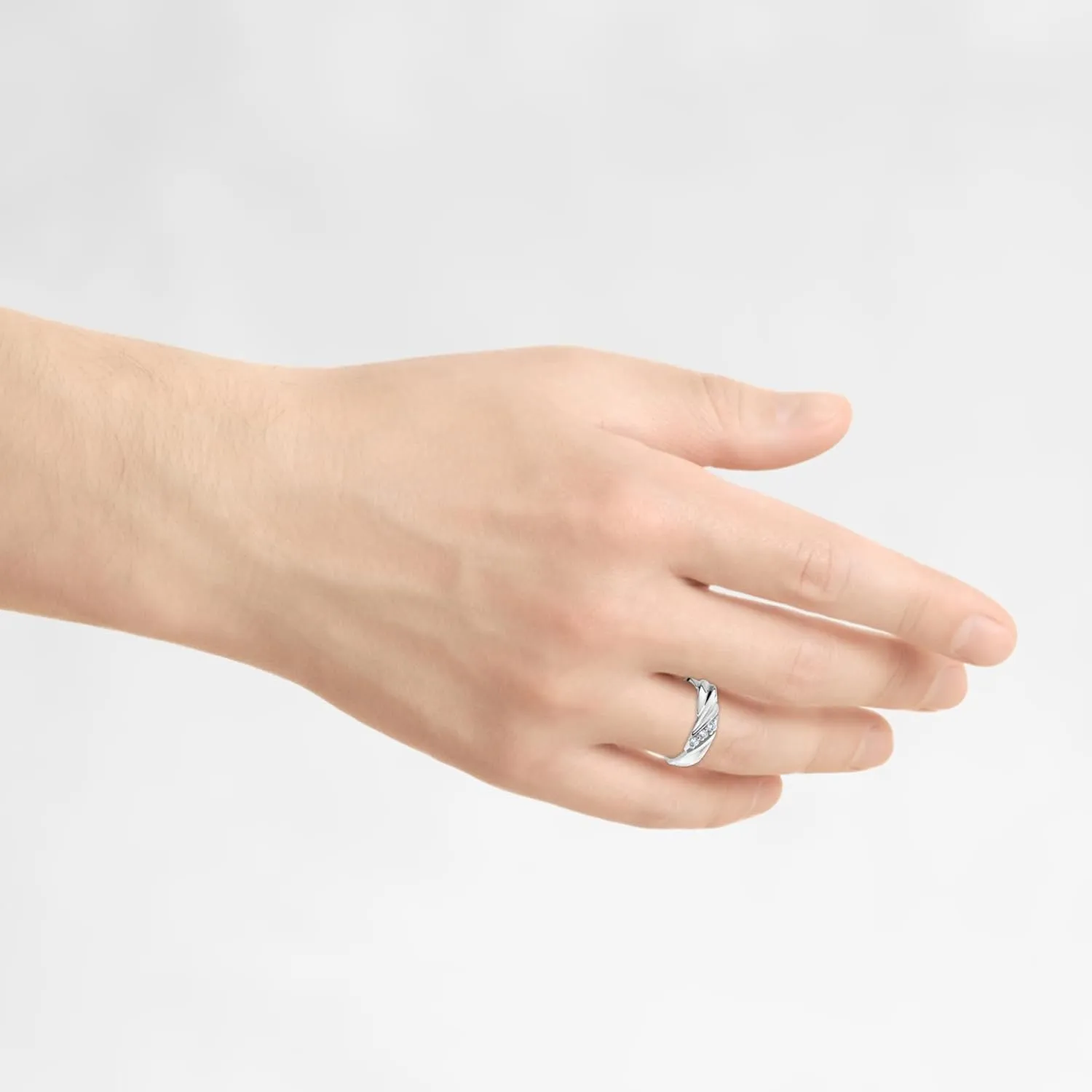 Pompeii Three Stone Diamond 14K White Gold Wedding Ring