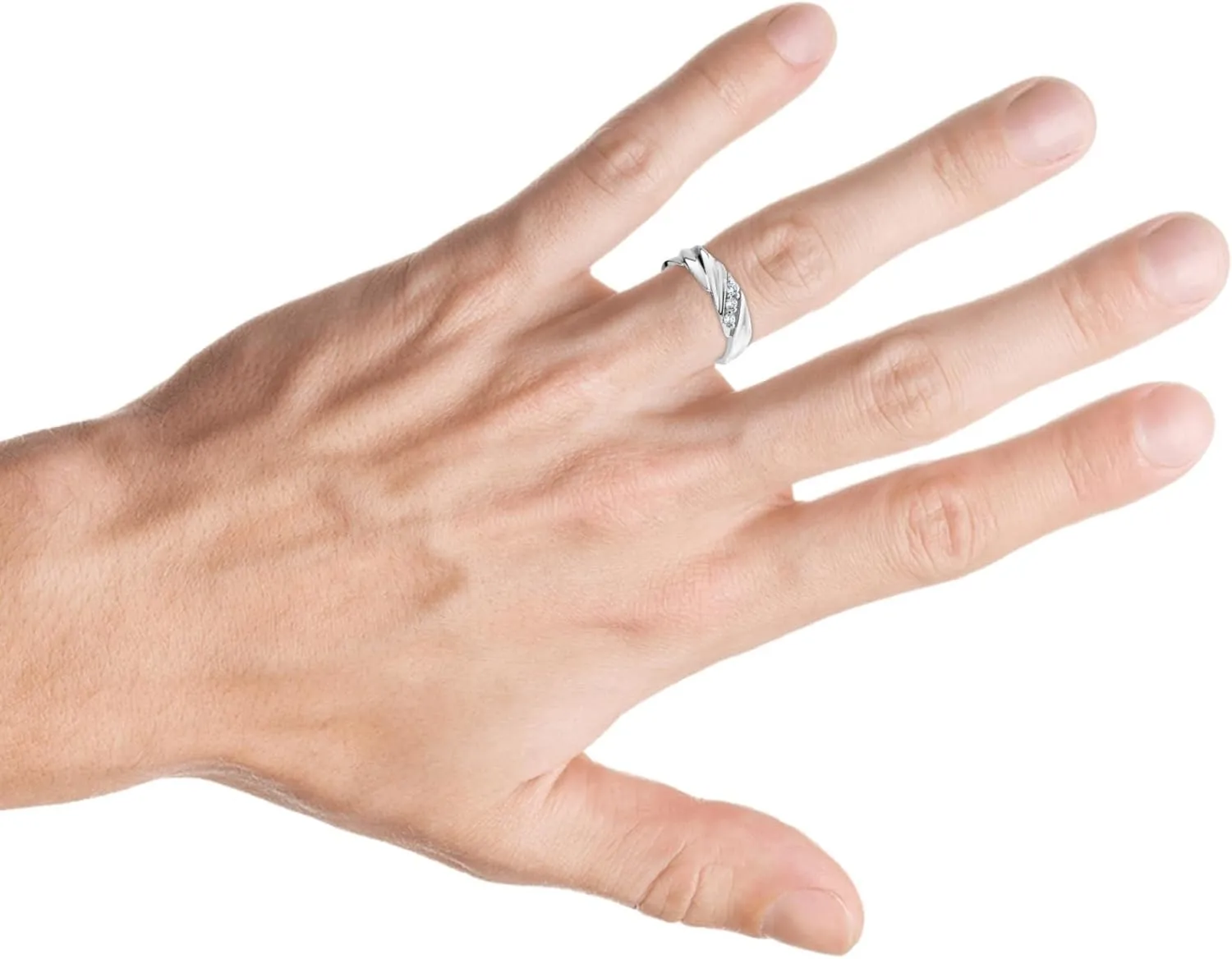 Pompeii Three Stone Diamond 14K White Gold Wedding Ring