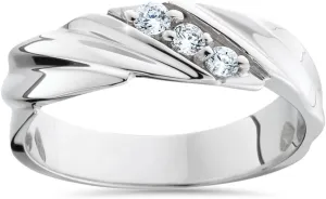 Pompeii Three Stone Diamond 14K White Gold Wedding Ring