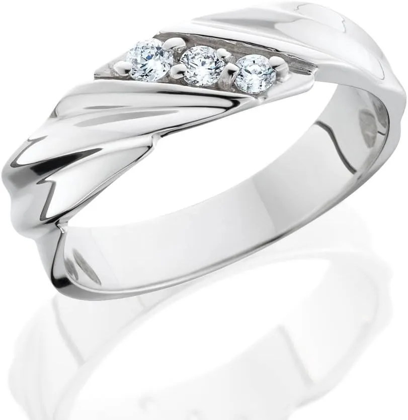 Pompeii Three Stone Diamond 14K White Gold Wedding Ring