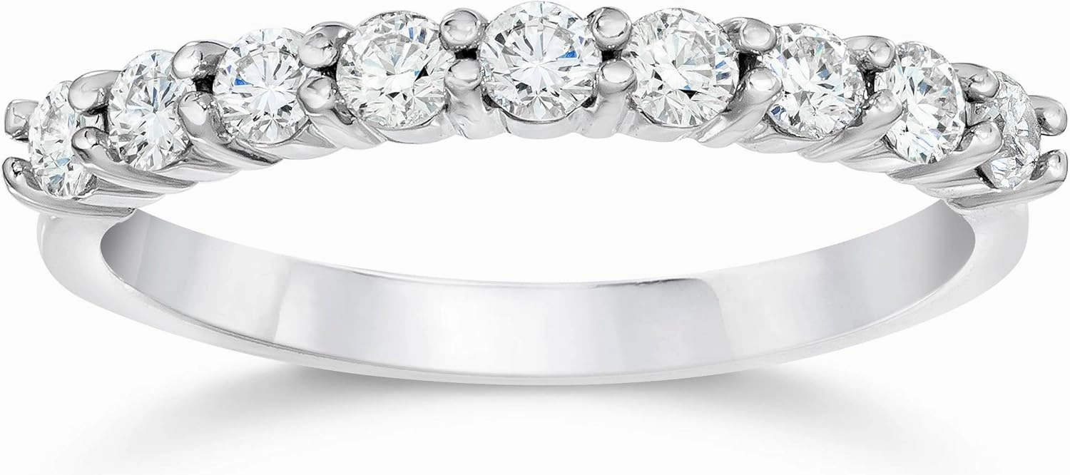 Pompeii 1/2ct Diamond Wedding Ring Half Eternity Wedding Band 14K White Gold
