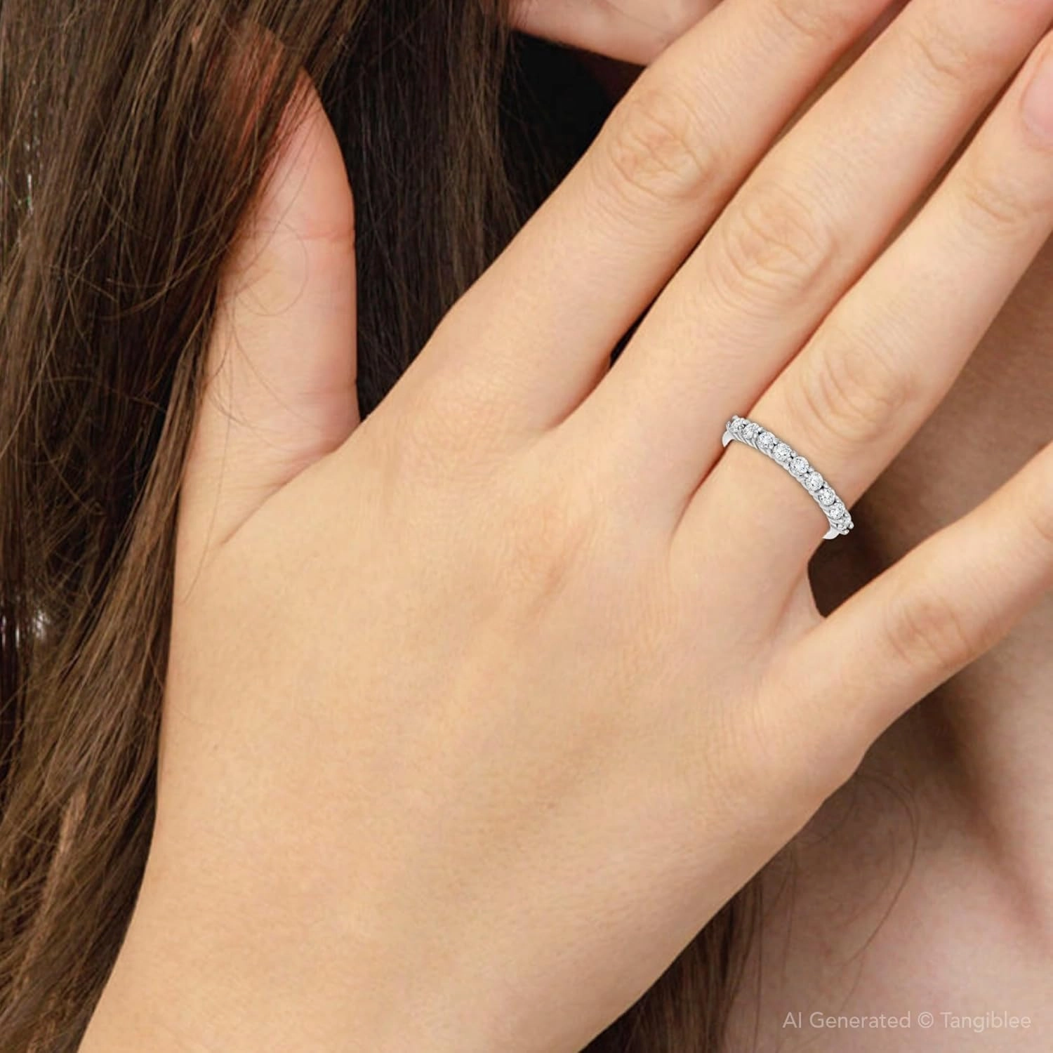 Pompeii 1/2ct Diamond Wedding Ring Half Eternity Wedding Band 14K White Gold