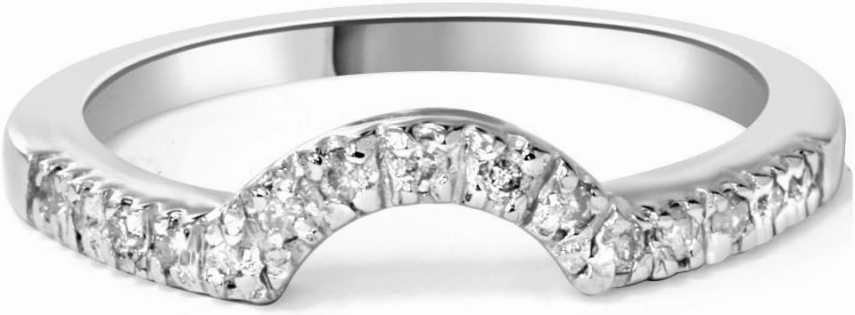 Pompeii 1/4ct Curved Diamond Notched Wedding Ring Enhancer 14K White Gold