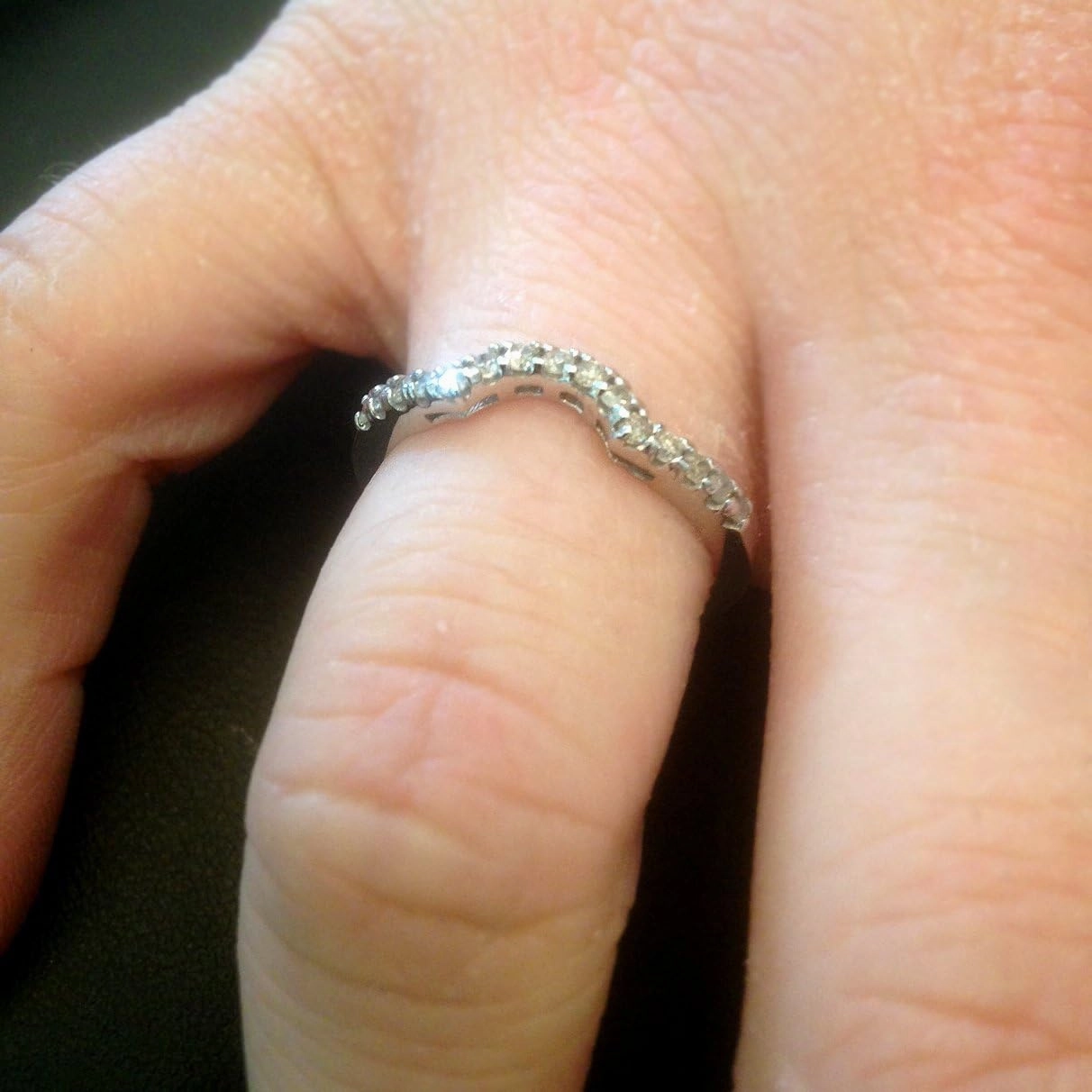 Pompeii 1/4ct Curved Diamond Notched Wedding Ring Enhancer 14K White Gold