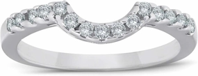 Pompeii 1/4ct Curved Diamond Notched Wedding Ring Enhancer 14K White Gold