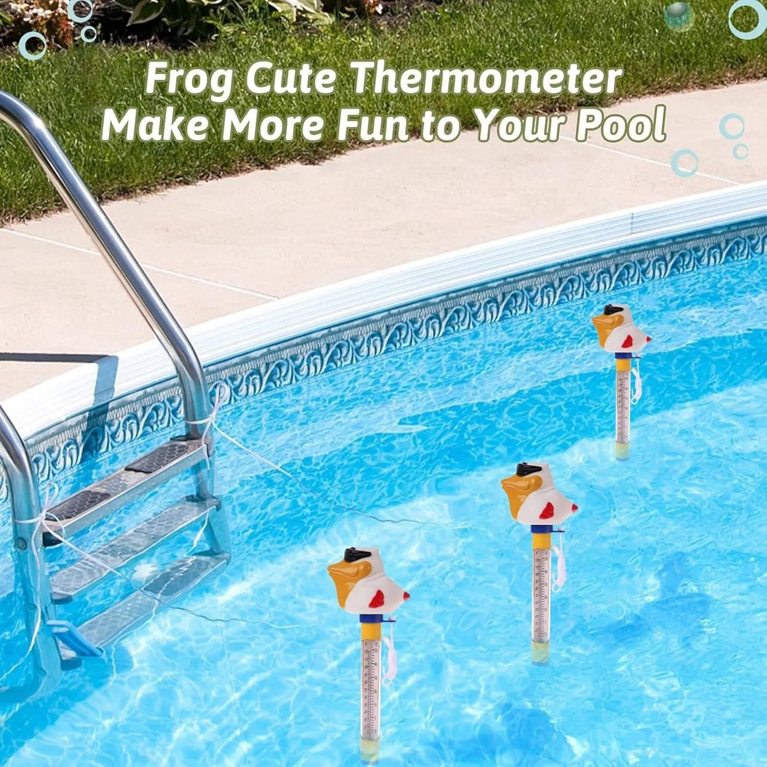 Pool Thermometer Floating,Large Size Easy Read Water Temperature Thermometer,Funny Animal Pool Thermometer for Outdoor & Indoor Swimming Pools,Spas,Ice Bath,Hot Tub,Aquariums