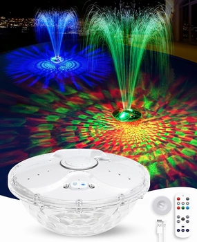Pool Fountain with Remote, 8000Mah High Brightness Above Ground Pool Fountains with Lights Show, Battery Operated Floating Pool Water Fountain, Floating Fountains for Inground Pool-1pc(White)