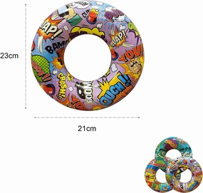 POP-Art Comics Pool Float Set, Rings Tubes, floatie for Summer Party Decorations, Funny raft Water Play - Set of 3
