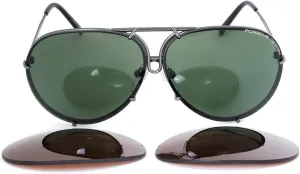Porsche Design 8478C Sunglasses Matte Gray Frame with Interchangeable 66mm Lens