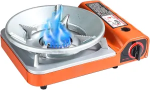 Portable Butane Stove 2.9KW Camping Gas Single Stoves Piezo Electric Ignition Outdoor Field Stove Cassette Stove Gas Portable Butane Stove,with Draft Shield
