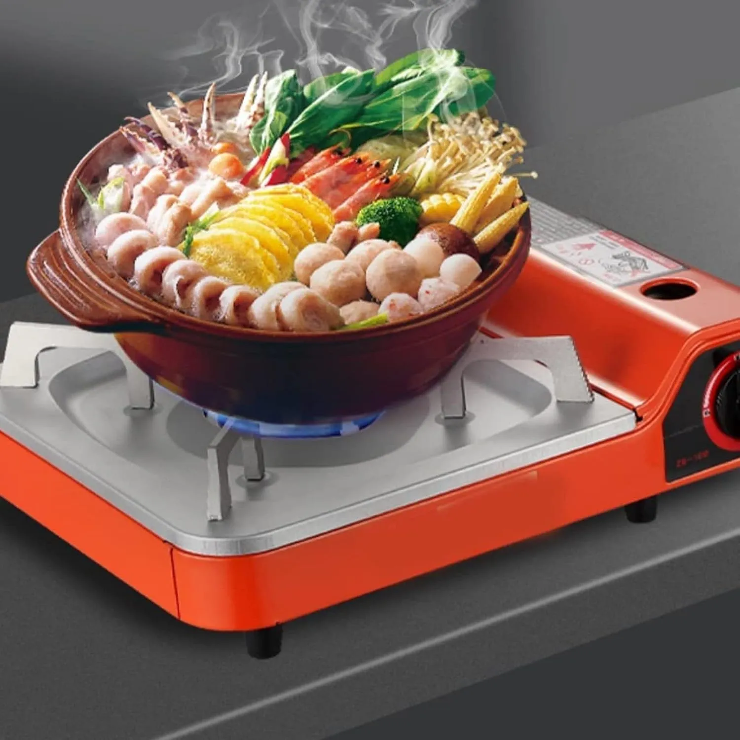 Portable Butane Stove 2.9KW Camping Gas Single Stoves Piezo Electric Ignition Outdoor Field Stove Cassette Stove Gas Portable Butane Stove,with Draft Shield