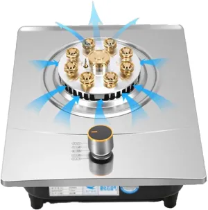 Portable Gas Cooker, Single Port Gas Stove, 7KW Fierce Fire Stove Embedded Tabletop Gas Fire Ring Frying Pan, Stainless Steel Camping Stove with Flame Out Protection, for Home Kitchen Cooking
