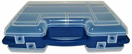 Portable Hobby Storage Box with Latching Lid and Handle, 14 Compartments, 11.6" x 8.7" x 2.8"