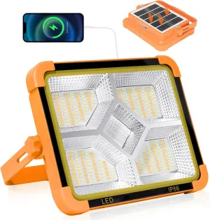 Portable LED Work Solar Light - Kifflux 100W Rechargeable Work Light 5 Modes Job Site Lighting, Magnetic Worklight Portable Flood Lights with Stand, IP66 Waterproof Camping Flashlights for Car Repair