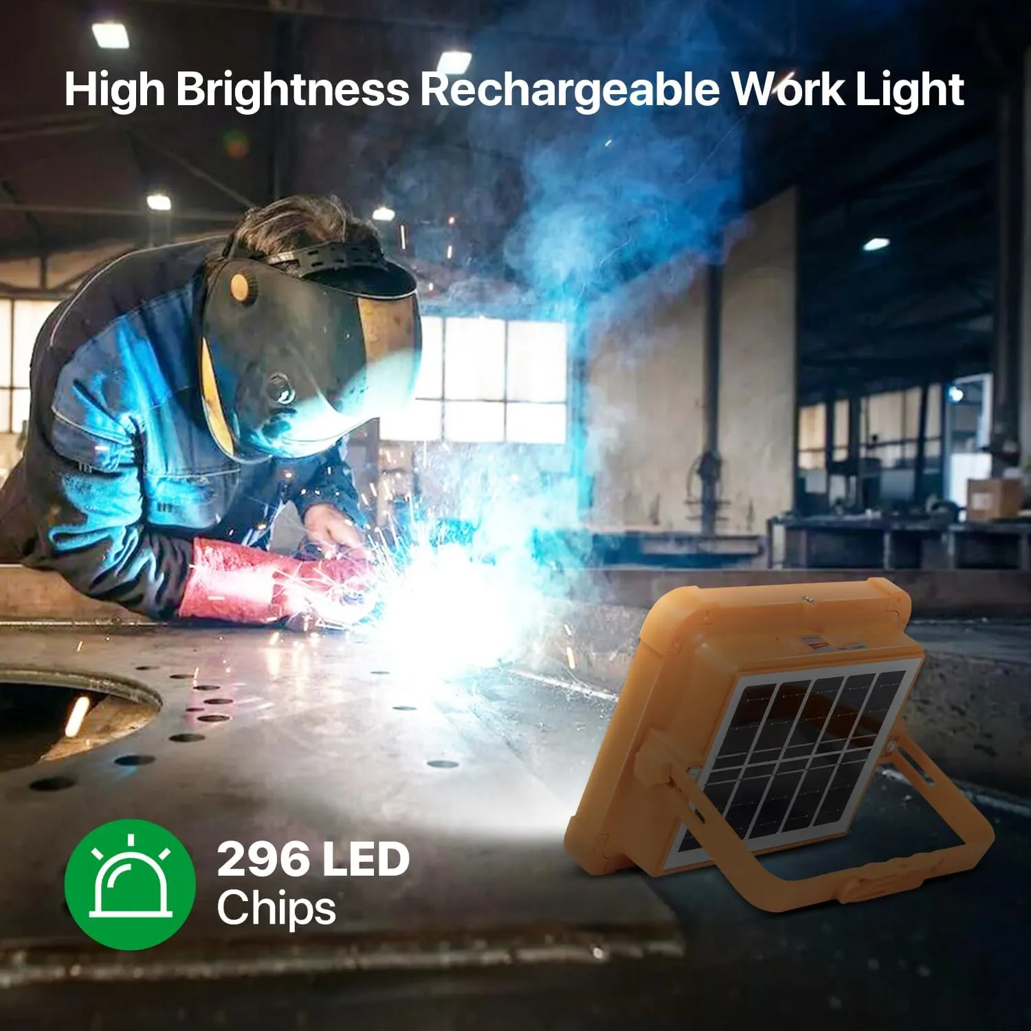 Portable LED Work Solar Light - Kifflux 100W Rechargeable Work Light 5 Modes Job Site Lighting, Magnetic Worklight Portable Flood Lights with Stand, IP66 Waterproof Camping Flashlights for Car Repair