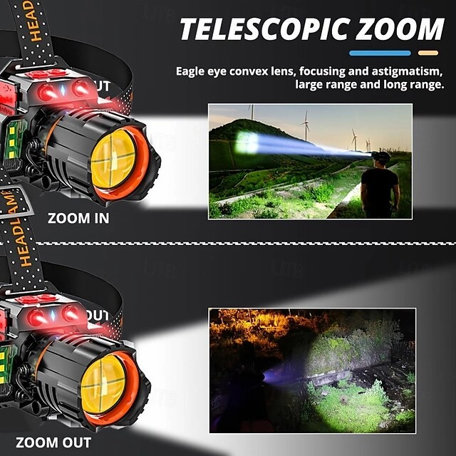 Portable USB Rechargeable Sensor Headlamp - Super Bright Waterproof Zoom Fishing Torch Head Light for Outdoor Camping Light