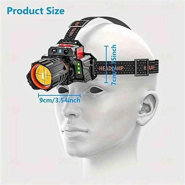 Portable USB Rechargeable Sensor Headlamp - Super Bright Waterproof Zoom Fishing Torch Head Light for Outdoor Camping Light
