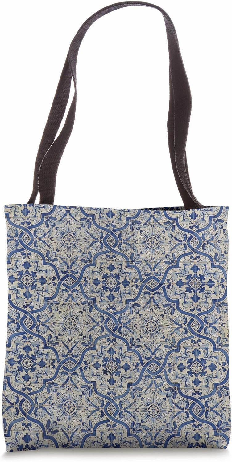 Portuguese white and blue Pattern Tiles from Portugal Tote Bag
