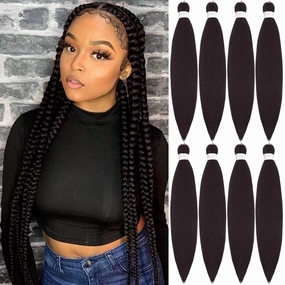 Pre Stretched Braiding Hair Professional Crochet Braids Hair 20 Inch 8 Pack Hot Water Setting Soft Yaki Texture Synthetic Braiding Hair Extension For Twist Senegalese Crochet Hair (20Inch,4#)