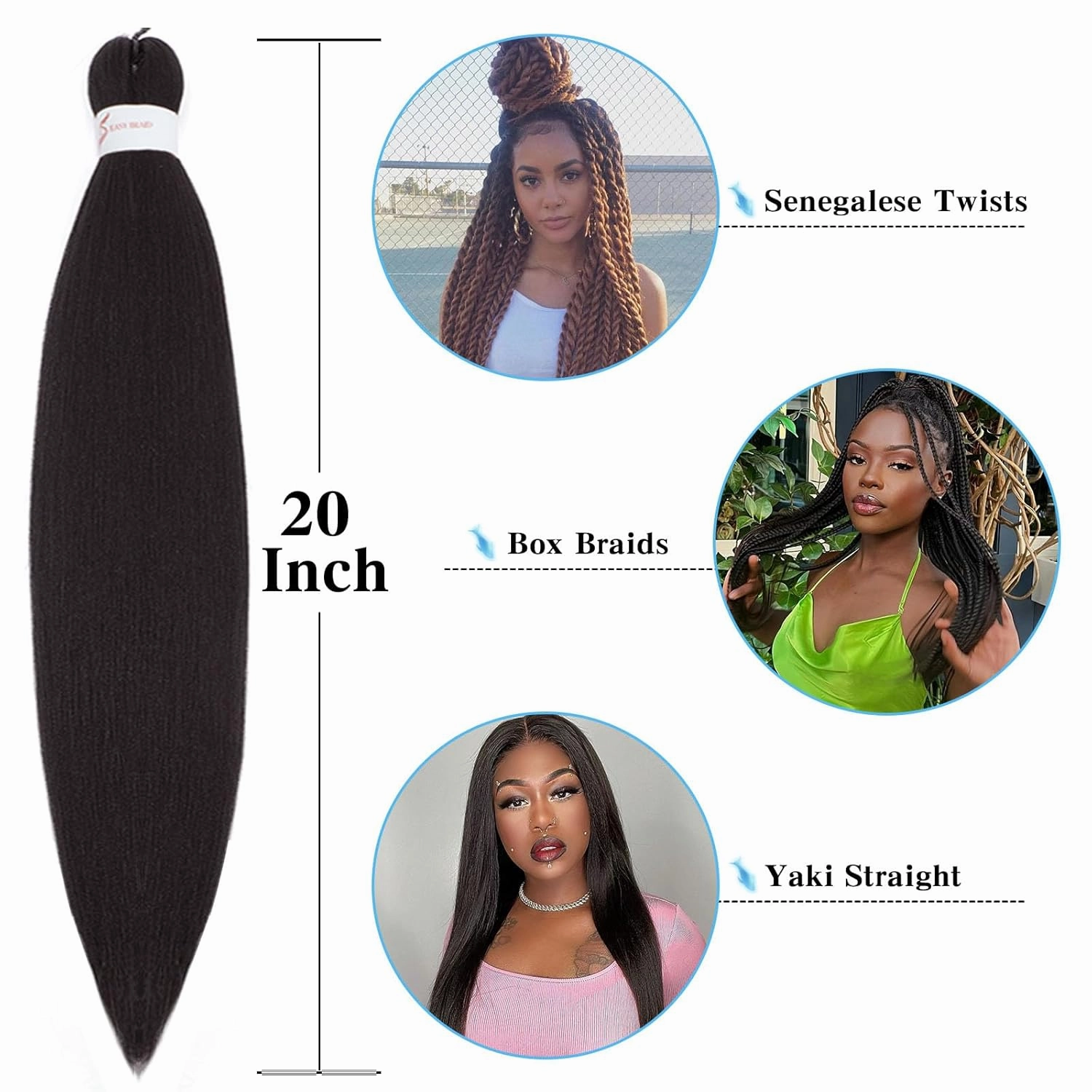 Pre Stretched Braiding Hair Professional Crochet Braids Hair 20 Inch 8 Pack Hot Water Setting Soft Yaki Texture Synthetic Braiding Hair Extension For Twist Senegalese Crochet Hair (20Inch,4#)