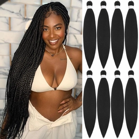 Pre Stretched Braiding Hair Professional Crochet Braids Hair 30 Inch 8 Pack Hot Water Setting Soft Yaki Texture Synthetic Braiding Hair Extension for Twist Senegalese Crochet Hair (30Inch,1B)