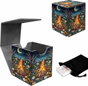 Premium MTG Deck Box – Holds 120  Sleeved Cards, PU Leather Magnetic TCG Card Deck Box for MTG, Commander, and More, Firewood Flowers