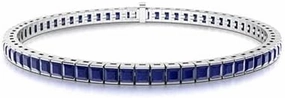 Princess Cut AAA Blue Sapphire Tennis Bracelet Bracelet for Mom Daughter Womens in 14k White Gold Finish 925 Sterling Silver (4.69 carats total weight)Mothers Day Gifts for Mom Anniversary Birthday Gifts for Women Wife Her