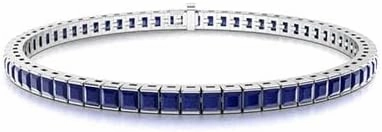 Princess Cut AAA Blue Sapphire Tennis Bracelet Bracelet for Mom Daughter Womens in 14k White Gold Finish 925 Sterling Silver (4.69 carats total weight)Mothers Day Gifts for Mom Anniversary Birthday Gifts for Women Wife Her