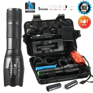 PROBE SHINY USB Rechargeable Flashlight T6 LED Tactical Military Zoomable Torch EU Plug 1x18650/AAA battery include A30
