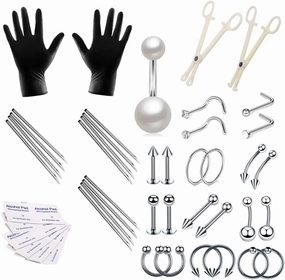 Professional Piercing Kit Stainless Steel Body Piercing Jewelry Tongue Tragus Cartilage Eyebrow Nose Ring Lip Piercing Needles Body Jewelry 16G
