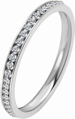 Promise Rings for Girls, 2MM Women Stainless Steel Ring/Rose/Eternity with Cubic Zirconia