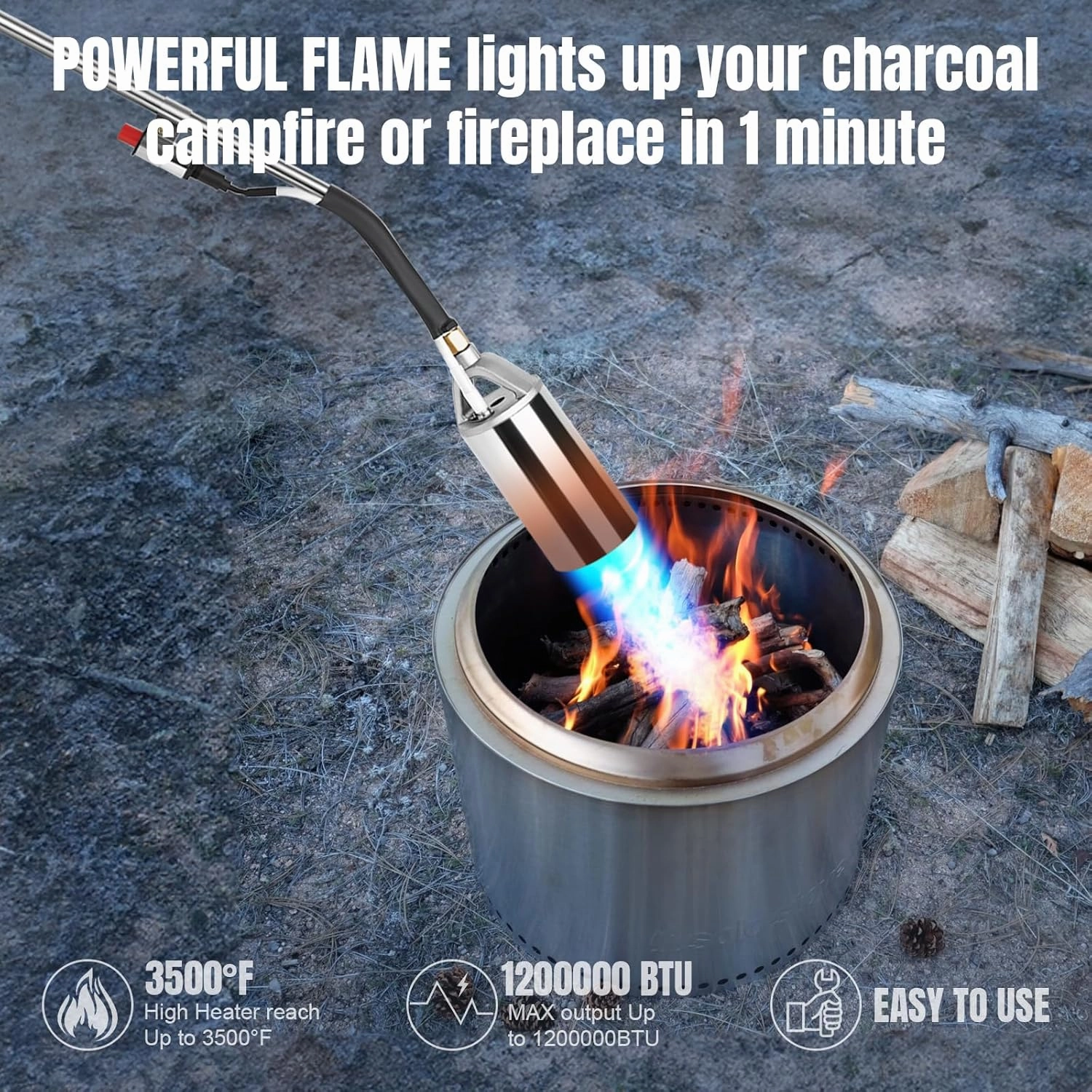 Propane Torch Weed Burner Kit,Weed Torch 1,200,000 BTU,Blow Torch with 1lb Propane Converter Hose,Flamethrower for Weed,Garden,Wood,Roof,Ice Snow,Road, Fire Start,Charoal Start(Fuel not Included)