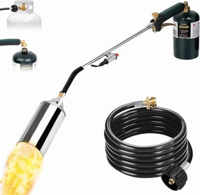 Propane Torch Weed Burner Kit,Weed Torch 1,200,000 BTU,Blow Torch with 1lb Propane Converter Hose,Flamethrower for Weed,Garden,Wood,Roof,Ice Snow,Road, Fire Start,Charoal Start(Fuel not Included)