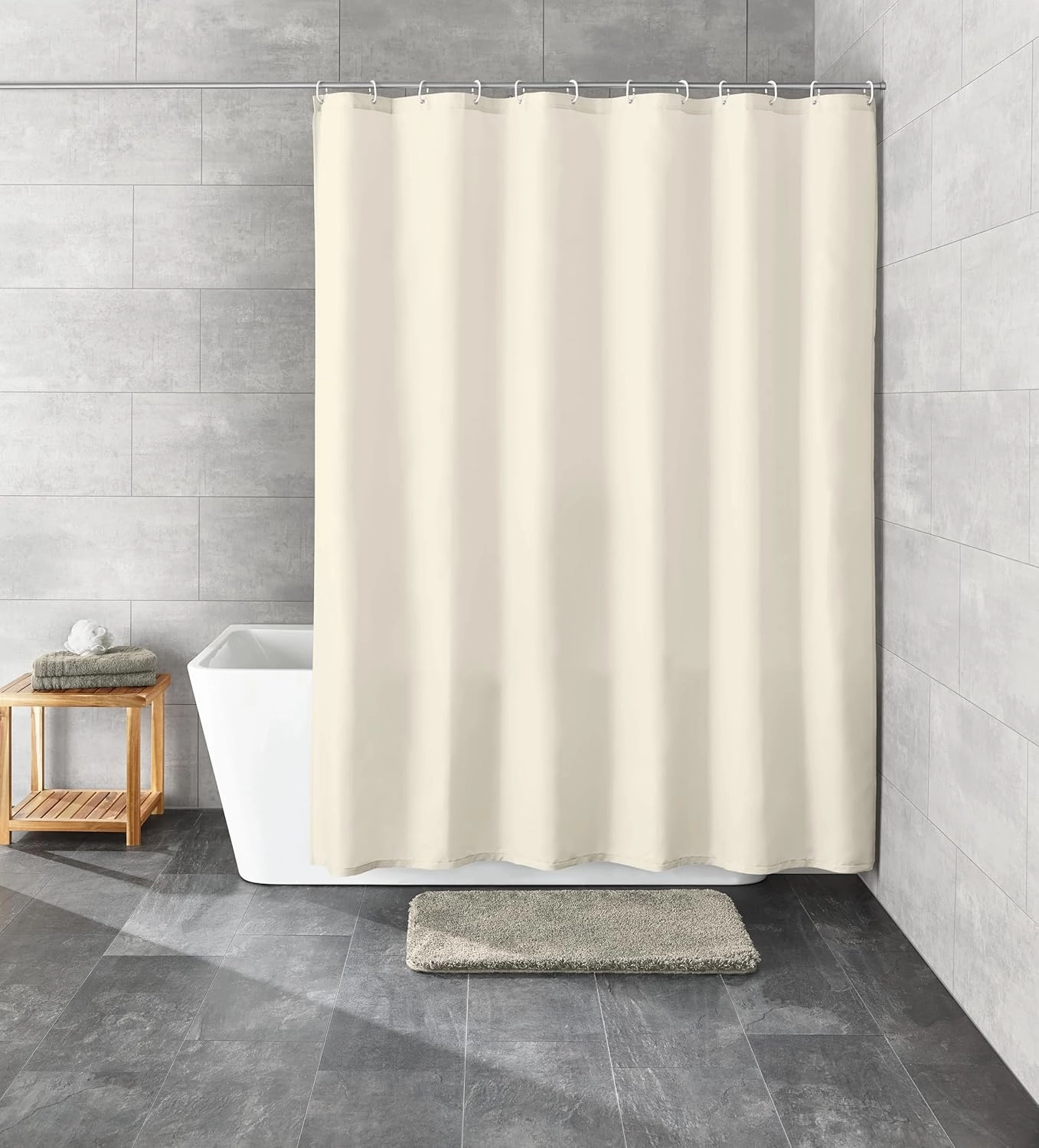 PVC Free 100% EVA Uno Shower Curtain 70.9x78.7in [180x200cm] (Ecru)