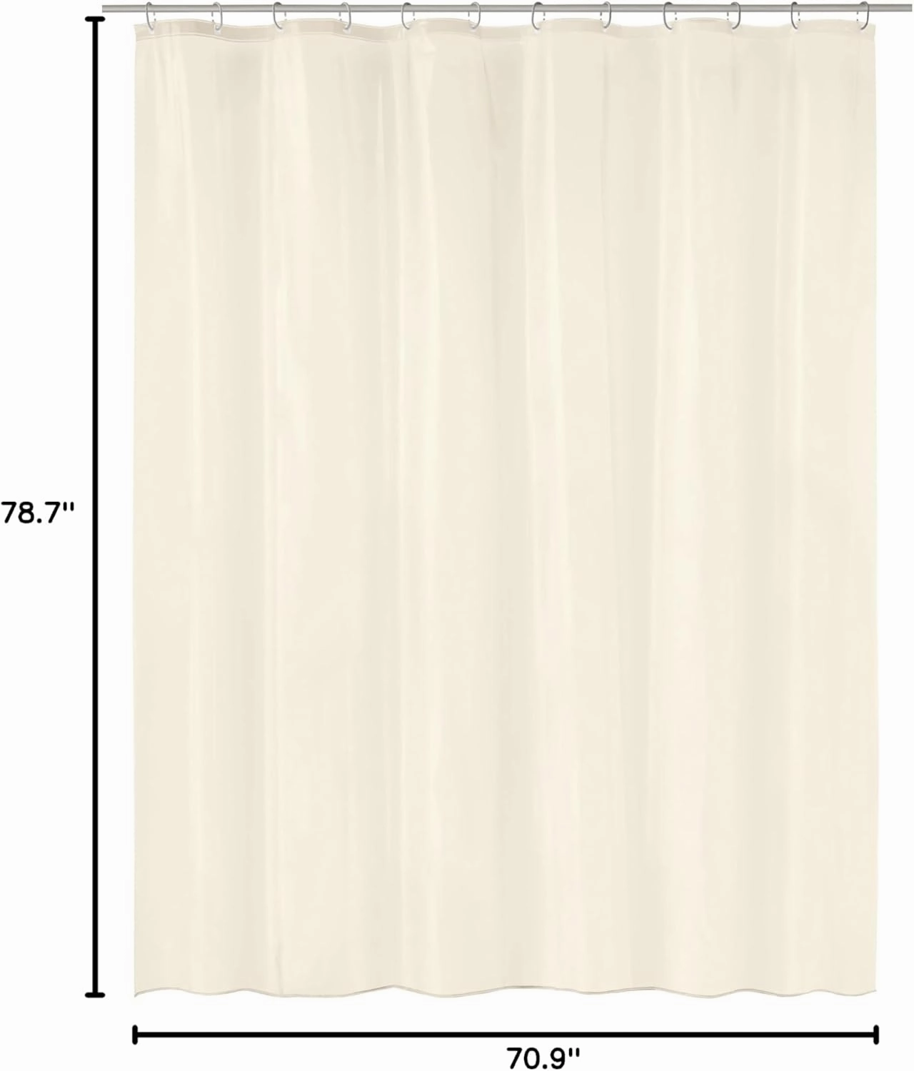 PVC Free 100% EVA Uno Shower Curtain 70.9x78.7in [180x200cm] (Ecru)