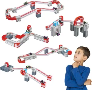 QBI Magnetic Blocks for Kids Ages 5 ｜STEM Magnetic Building Blocks with Racing Toy with Race Cars｜Montessori Magnet Building Cubes | Educational Construction Toy for Boys & Girls Ages 5-6-8 (36PCS)