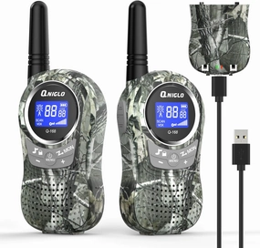 QNIGLO Camping Walkie Talkies for Kids Rechargeable, Camo Kids Walkie Talkies for Boys Girls fit Outdoor Adventure Game Spy Gear Hiking, Army Police Toys for 3 4 5 6-12 Year Old