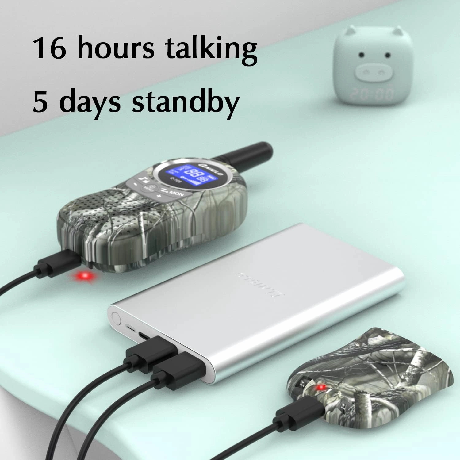 QNIGLO Camping Walkie Talkies for Kids Rechargeable, Camo Kids Walkie Talkies for Boys Girls fit Outdoor Adventure Game Spy Gear Hiking, Army Police Toys for 3 4 5 6-12 Year Old