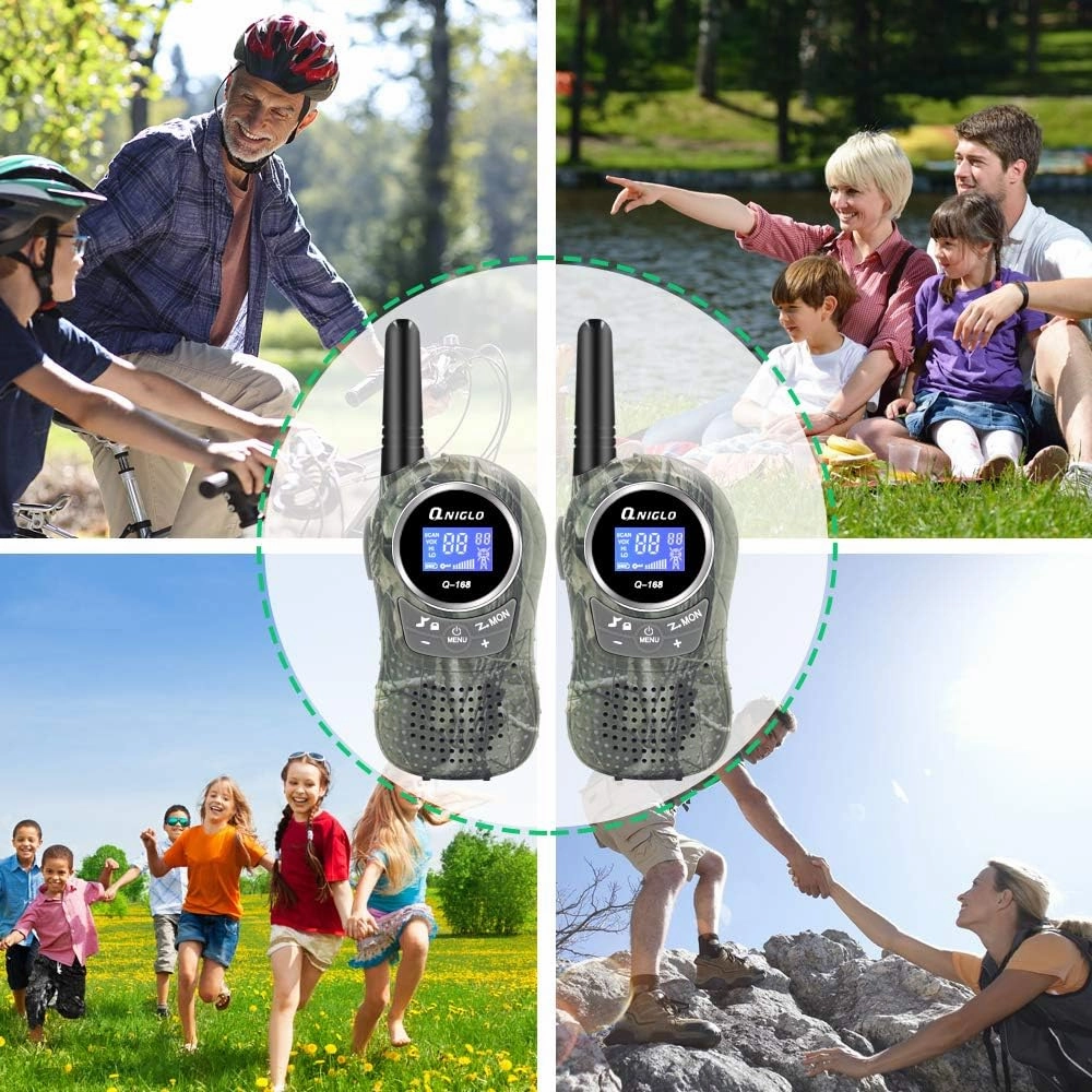 QNIGLO Camping Walkie Talkies for Kids Rechargeable, Camo Kids Walkie Talkies for Boys Girls fit Outdoor Adventure Game Spy Gear Hiking, Army Police Toys for 3 4 5 6-12 Year Old