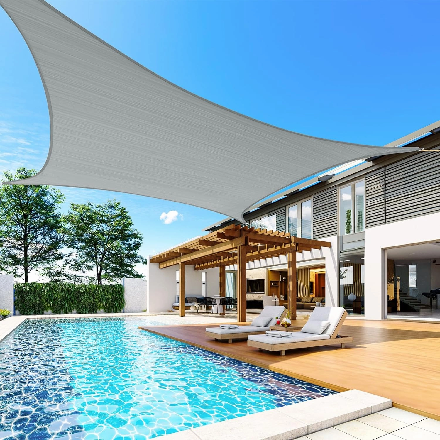 Quictent 20X20FT 185G HDPE Square Sun Shade Sail Canopy 98% UV Block Outdoor Patio Garden with Hardware Kit (20 x 20 ft, Grey)