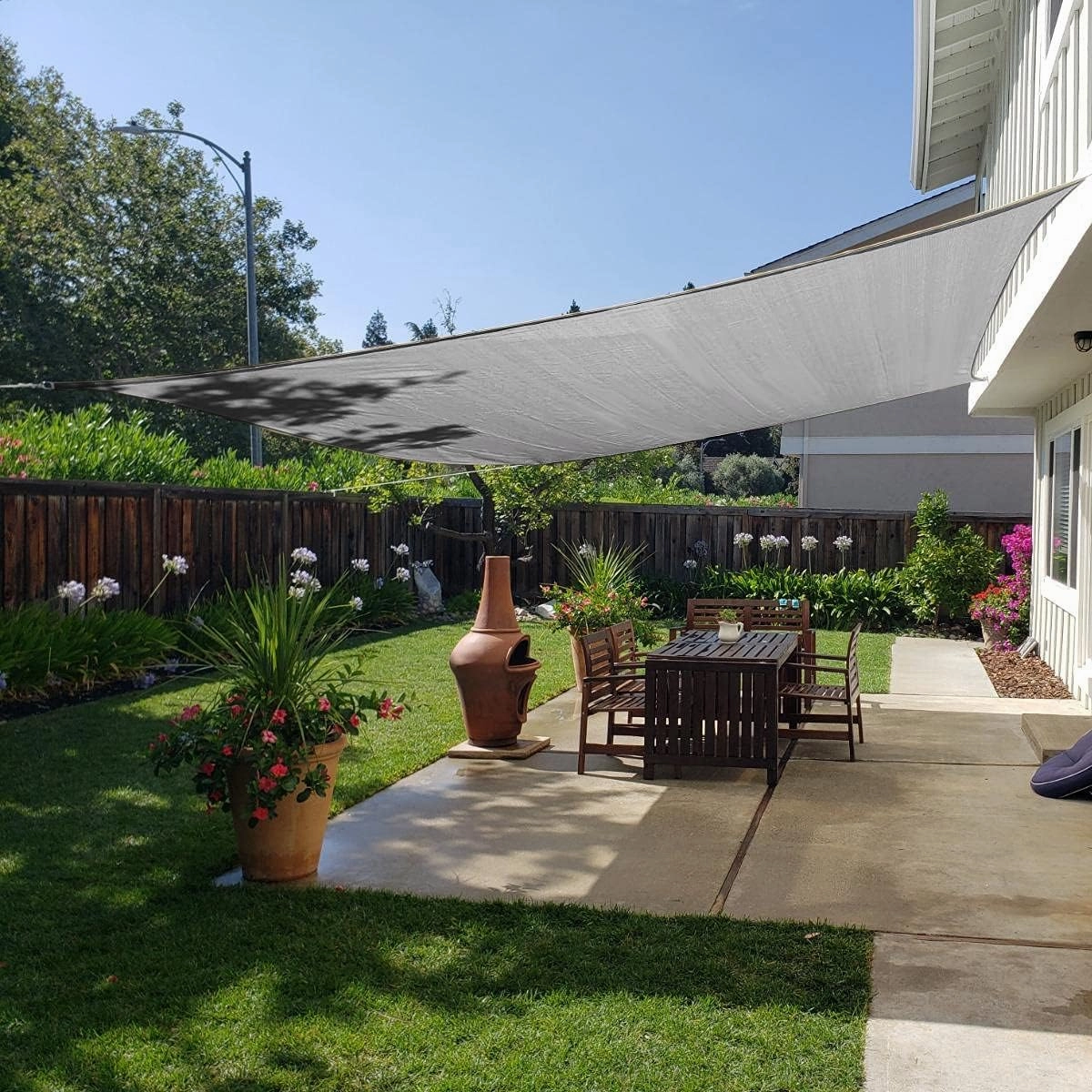 Quictent 20X20FT 185G HDPE Square Sun Shade Sail Canopy 98% UV Block Outdoor Patio Garden with Hardware Kit (20 x 20 ft, Grey)