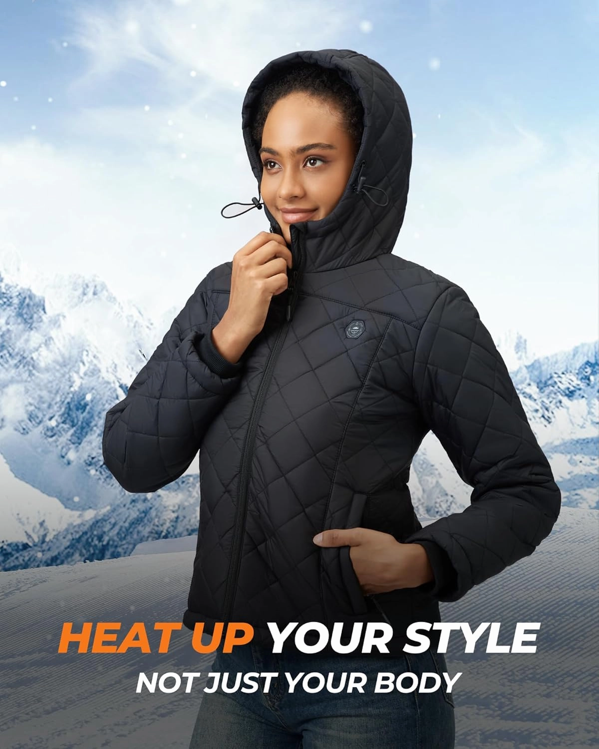 Quilted Heateds Jacket for Women with 12V 18400mAh Battery Pack,Heated Coat for Women with 8 Heating Zones