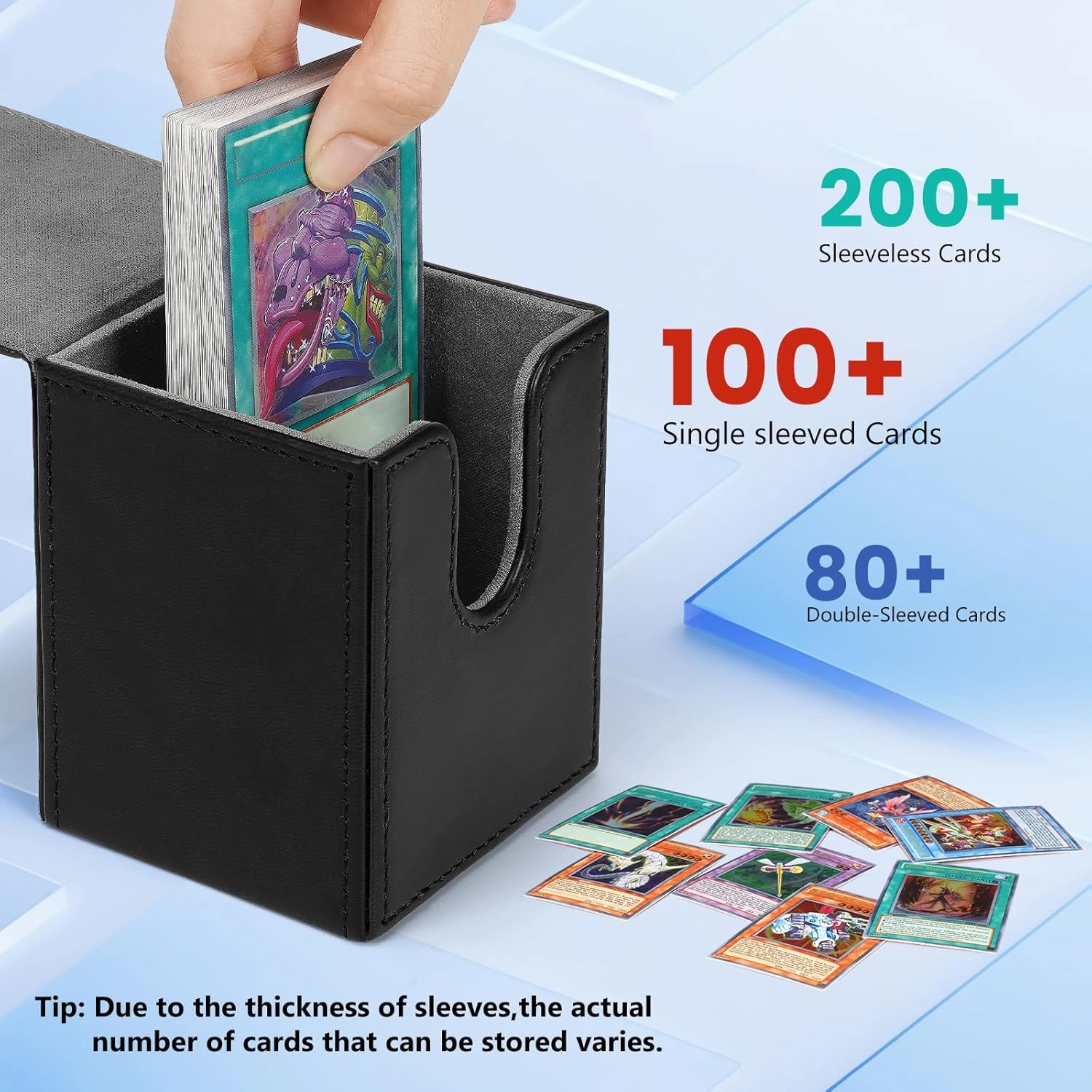 QUVGO 4 Pack Card Deck Box for 400  Single-Set Cards with 8 Dividers, Durable Leather Commander Deck Box Fit for MTG, TCG, 4 Colors