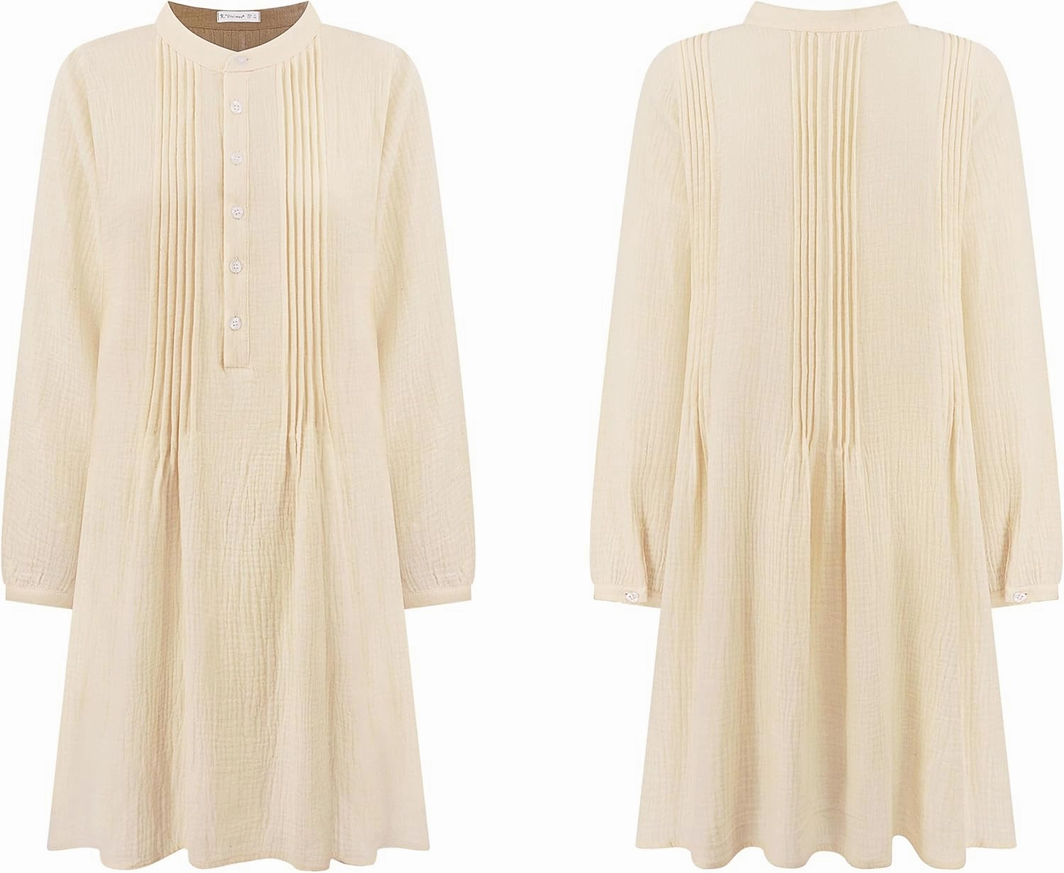 R.Vivimos Women's Tunic Dress Fall Cotton Button Down Long Sleeves Casual Mini Shirt Dress