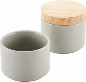Rachael Ray Ceramics Stacking Spice/Seasoning Box Set with Lid, 2 Piece, Light Gray