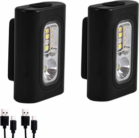 RAHAN Clip on Running Light, 2Pack Magnetic Clip on Light for Runners with 6 Lighting Modes, Rechargeable Reflective Running Gear for Runners Night Walking Hiking Camping (Black)