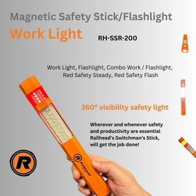 Railhead Gear Red Safety Switchman Stick, Worklight Flashlight and Safety Flare Warning Torch Light for Maintenance Work and Emergency Use, 375 Lumens, RH-SSR-200